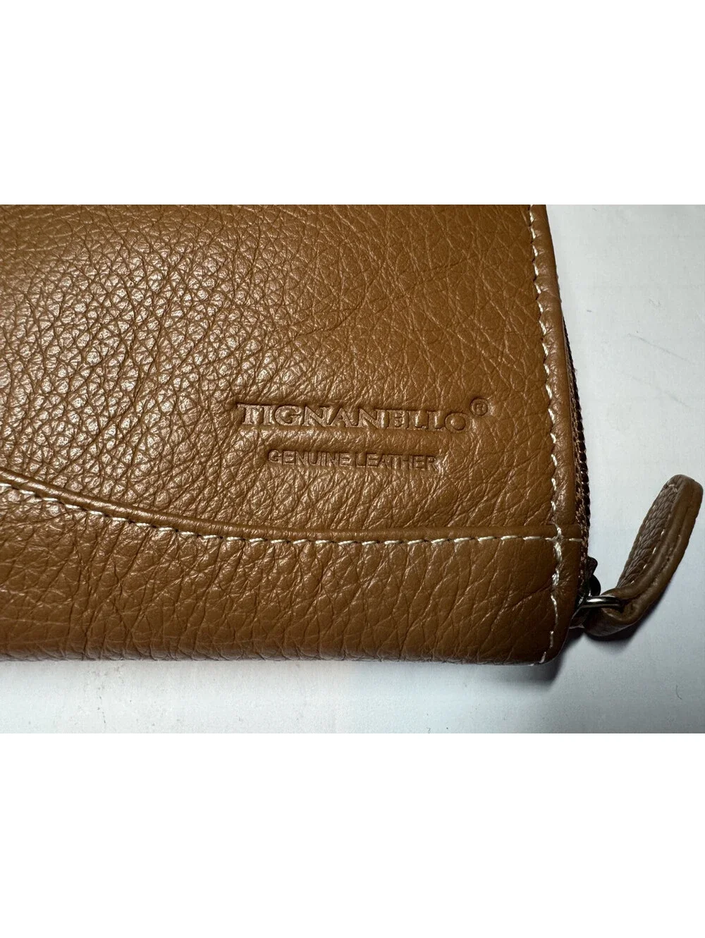Tignanello Soft Leather Brown Zip Around Wallet Organizer Coin Great Condition